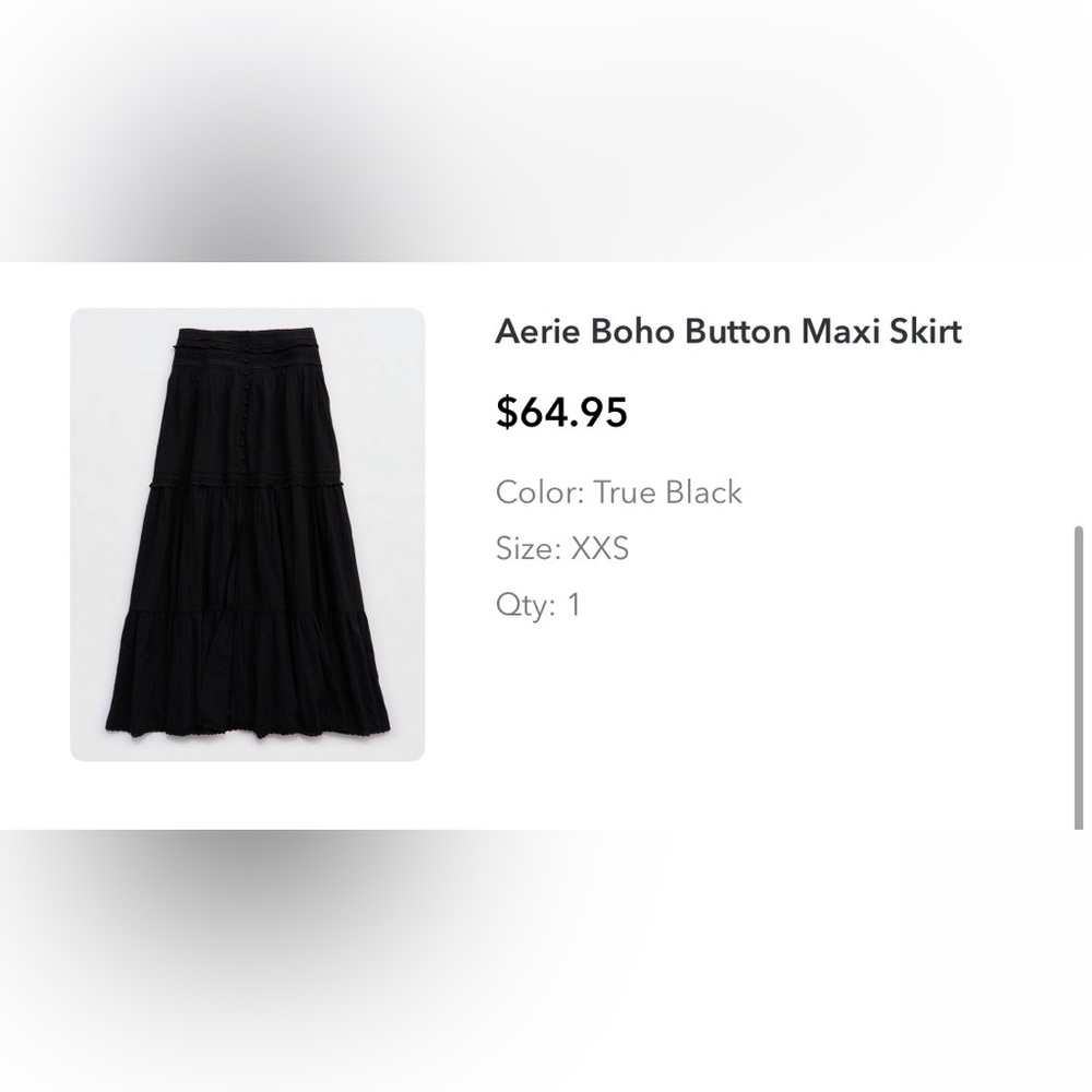 aerie Black Boho Tiered Maxi Skirt